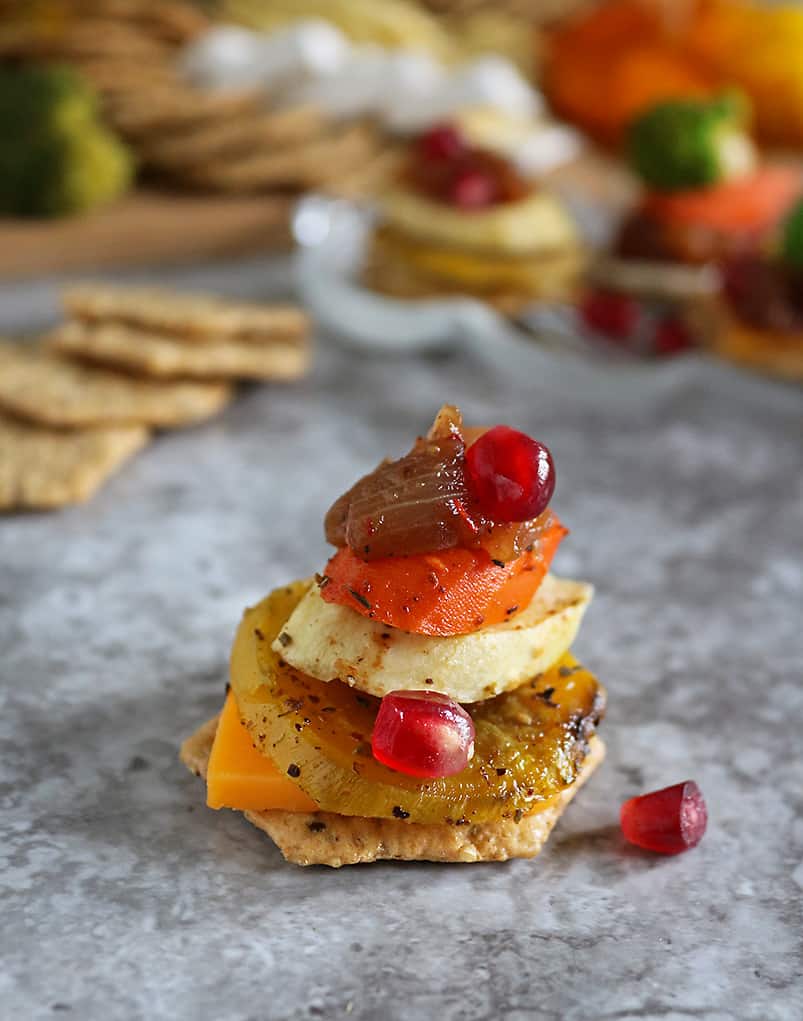 Delicious Zaatar Roasted Veggie Cracker appetizer