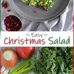 This Christmas Salad is a blend of sautéed kale, shredded Brussels sprouts, celery, jalapeno, onions, ginger, garlic, and za’atar. Served with pomegranate arils, this is a festive and healthy salad to add to your holiday table.