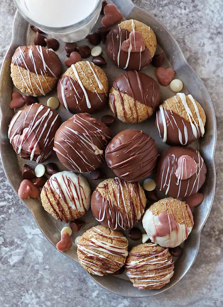 Chocolate Dipped Almond Flour Peanut Butter Cookies