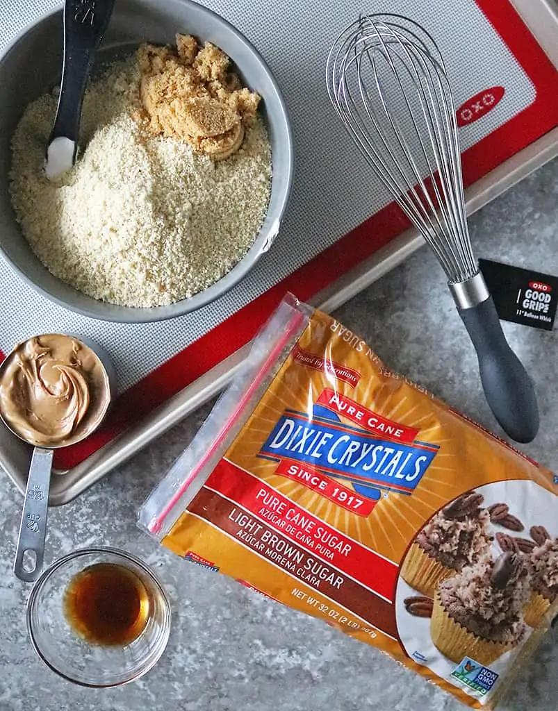 Ingredients to make Almond Flour Peanut-Butter Cookies