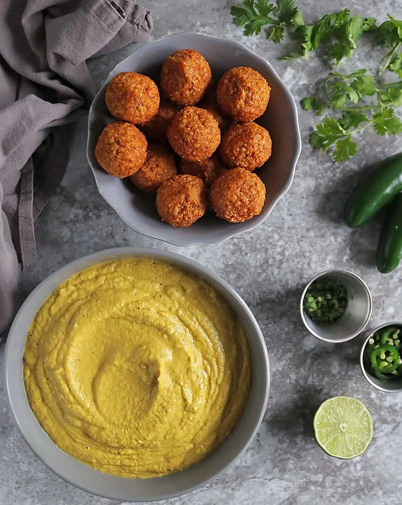 Pure Farmland Italian Style Plant Based Meatballs and Cauliflower Jalapeno sauce dinner