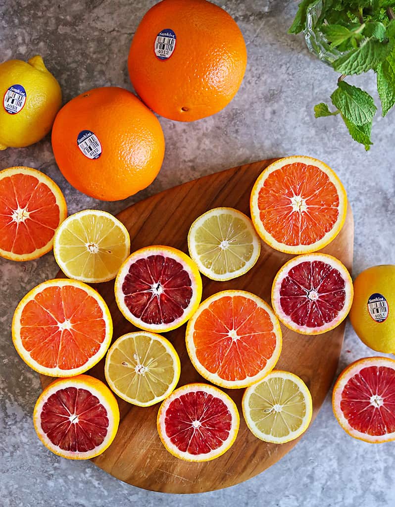 overhead photo of Juicy Delicious Sunkist Oranges Lemons