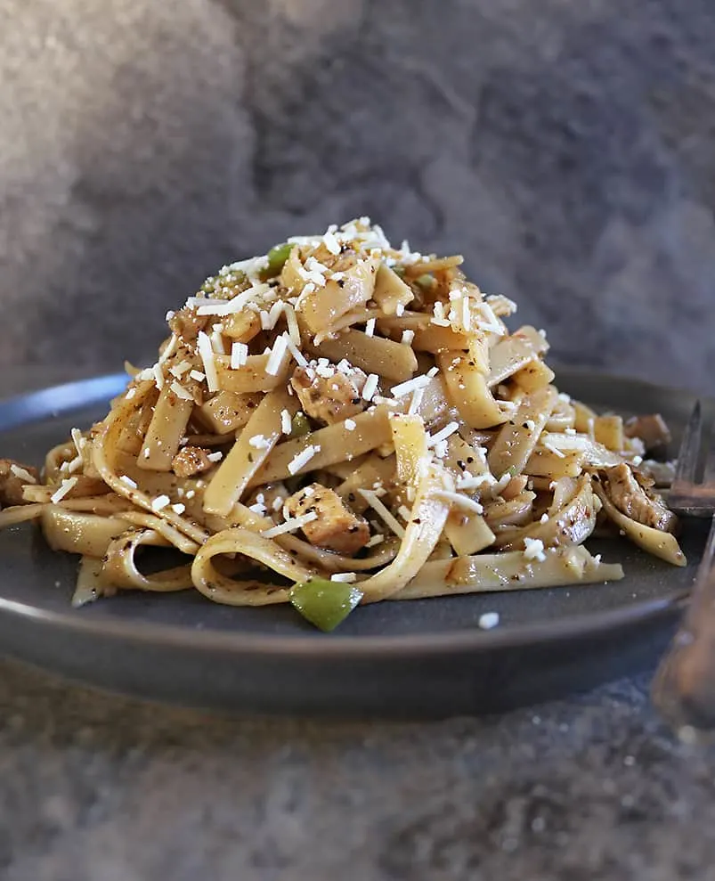 Plate with Tasty One pot Zaatar Cacio e Pepe adapted from Ottolenghi.