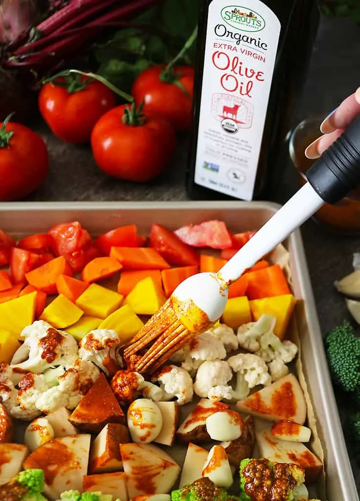 Prepping Veggies with Spicy Turmeric EVOO Marinade