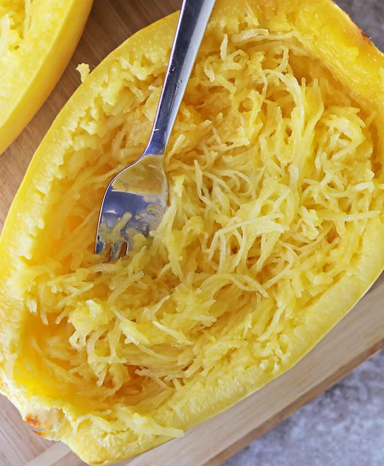 Spicy Vegan Chickpea Lentil Stuffed Spaghetti Squash