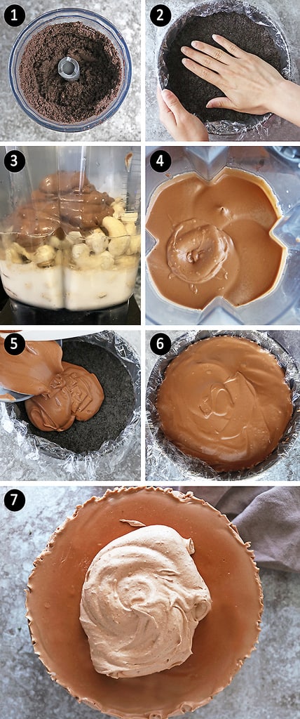 The 7 easy steps to make dairy-free no-bake chocolate cheesecake