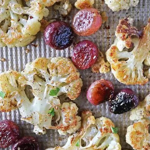 Delicious Roasted Cauliflower and Grapes