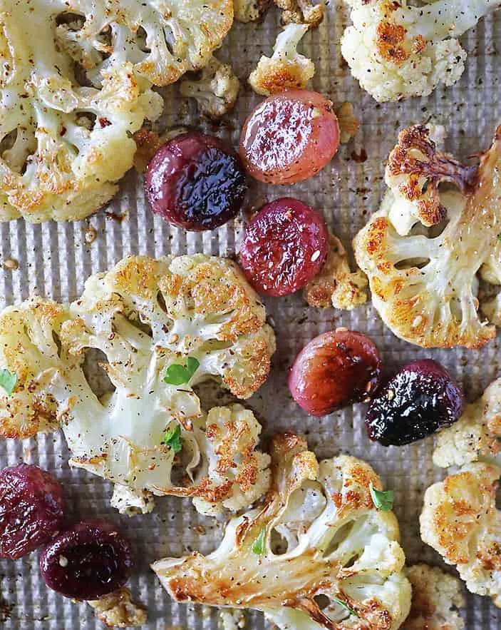 Delicious Roasted Cauliflower and Grapes