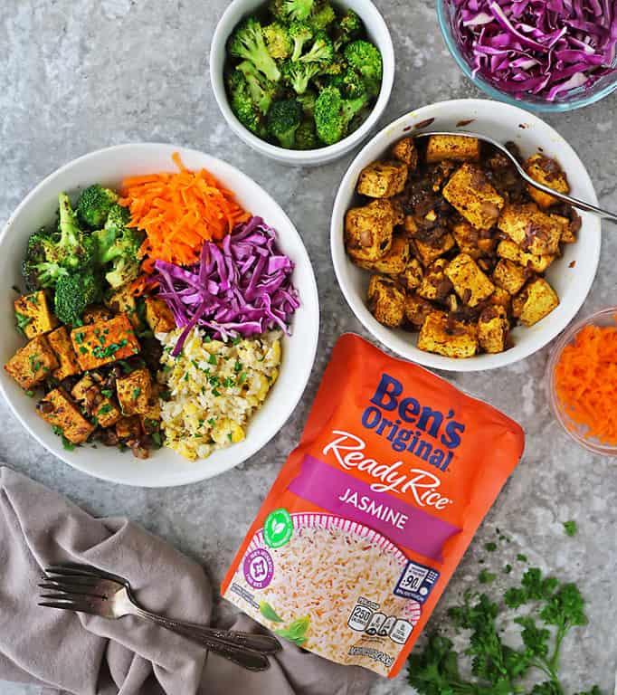 Tofu Fried Rice Bowls - A Vegetarian Recipe by Savory Spin