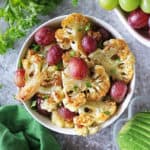 Roasted Cauliflower and Grapes with Zataar in a large bowl.