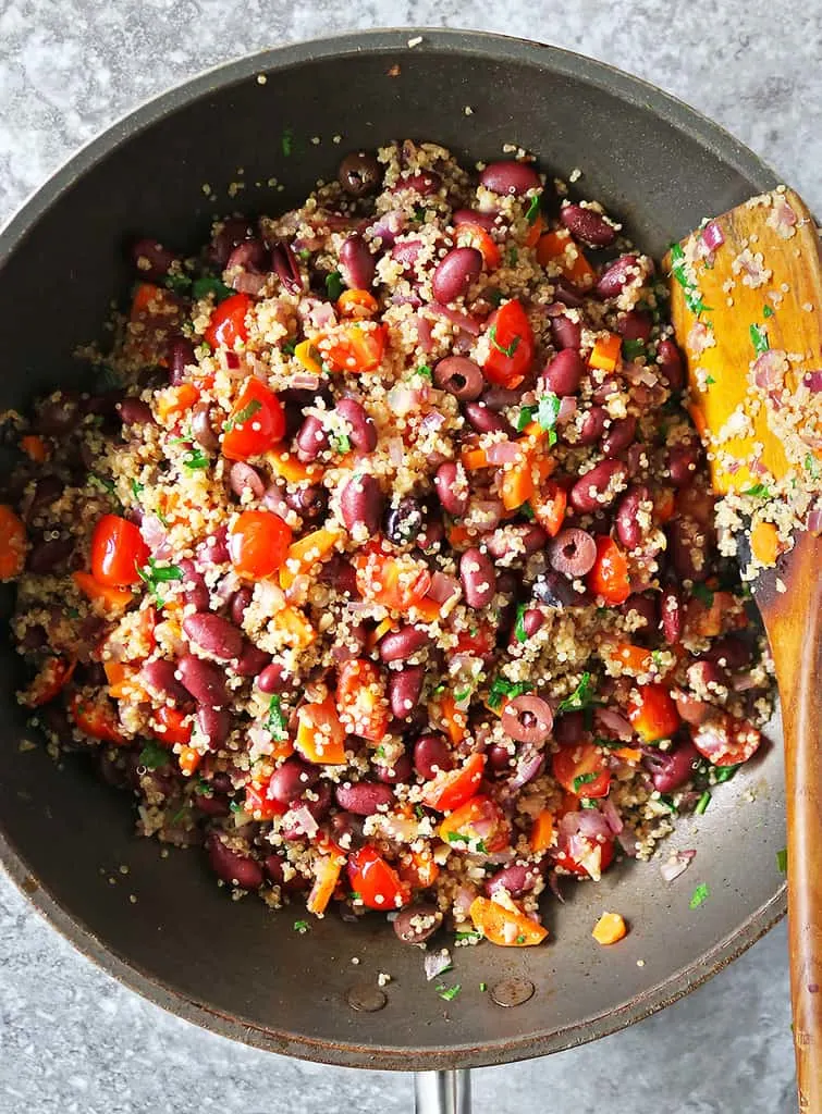 Making quinoa bean stuffing