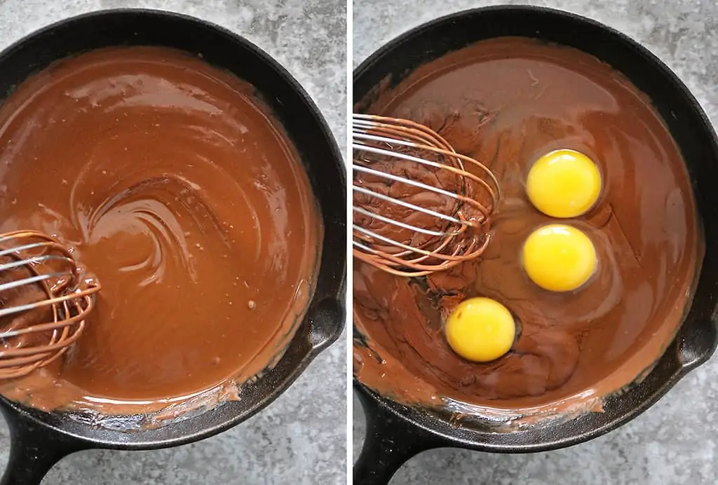 Next steps just before putting this skillet cake in the oven