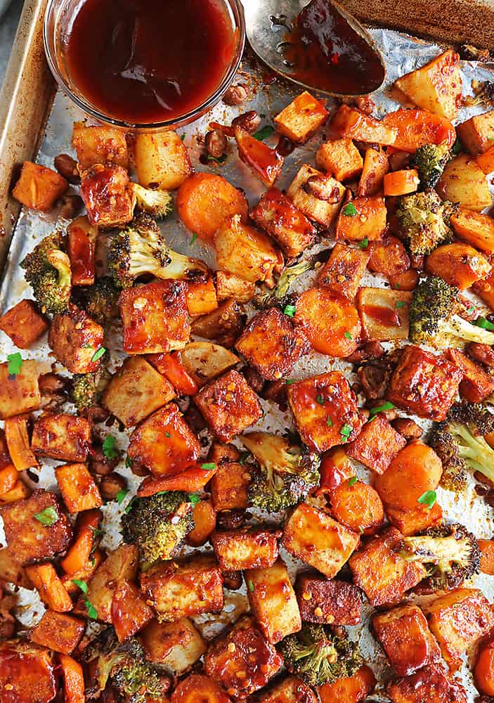 The crispiest baked tofu and veggies