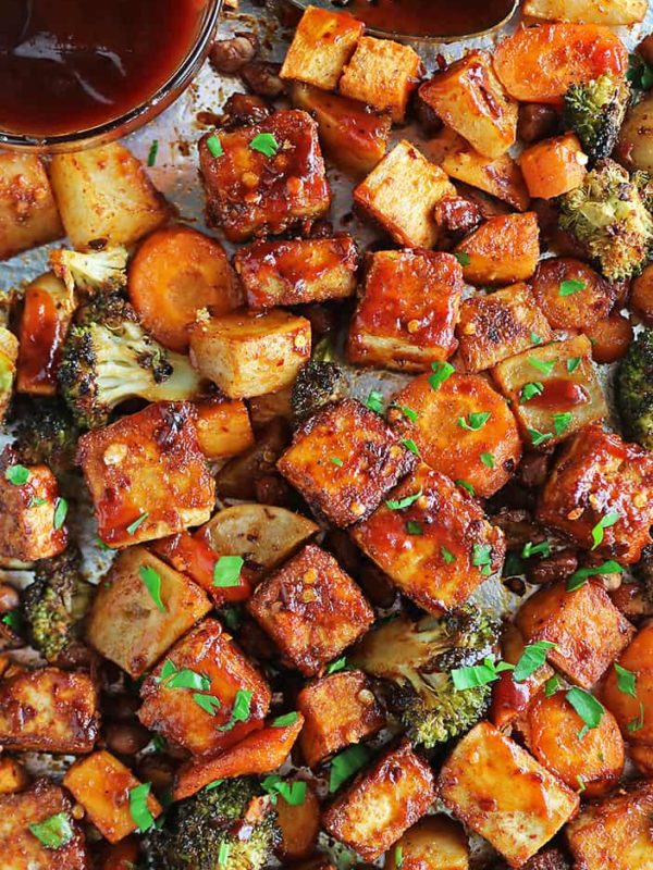 Easy Sheet Pan Spicy Tofu