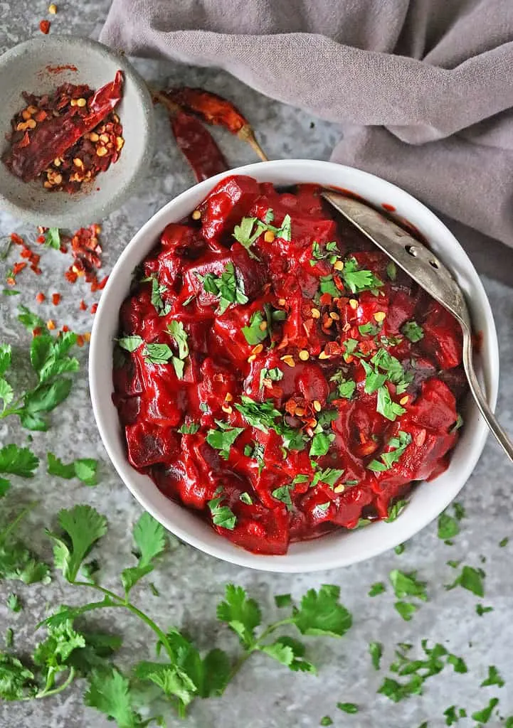 Delicious vegan beet curry perfect for Halloween.