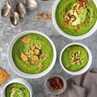 Easy Kale Soup With Echinacea and toppings