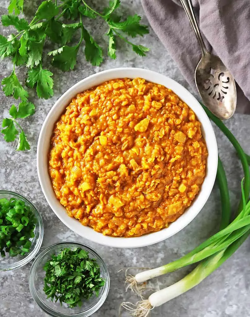 Delicious flavorful pumpkin lentils