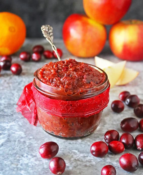Healthy Plant-based Cranberry Apple Chutney recipe
