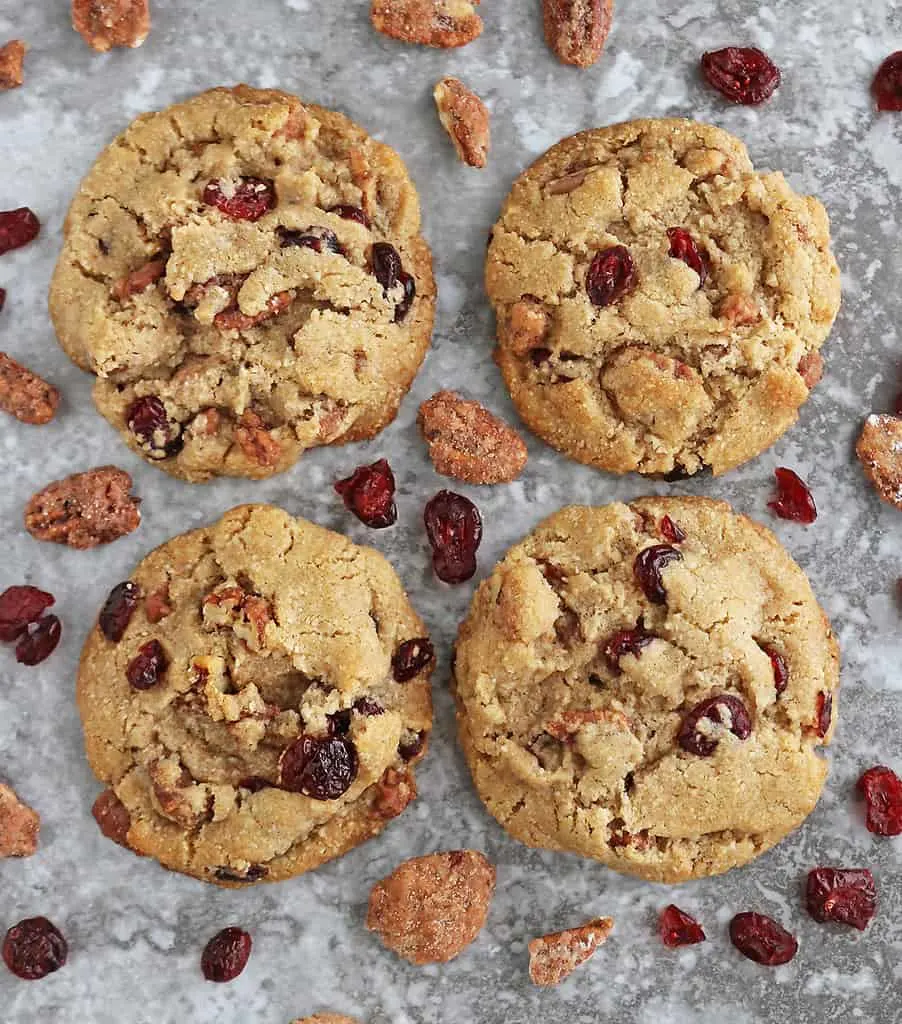 Batch of four praline pecan cranberry cookies