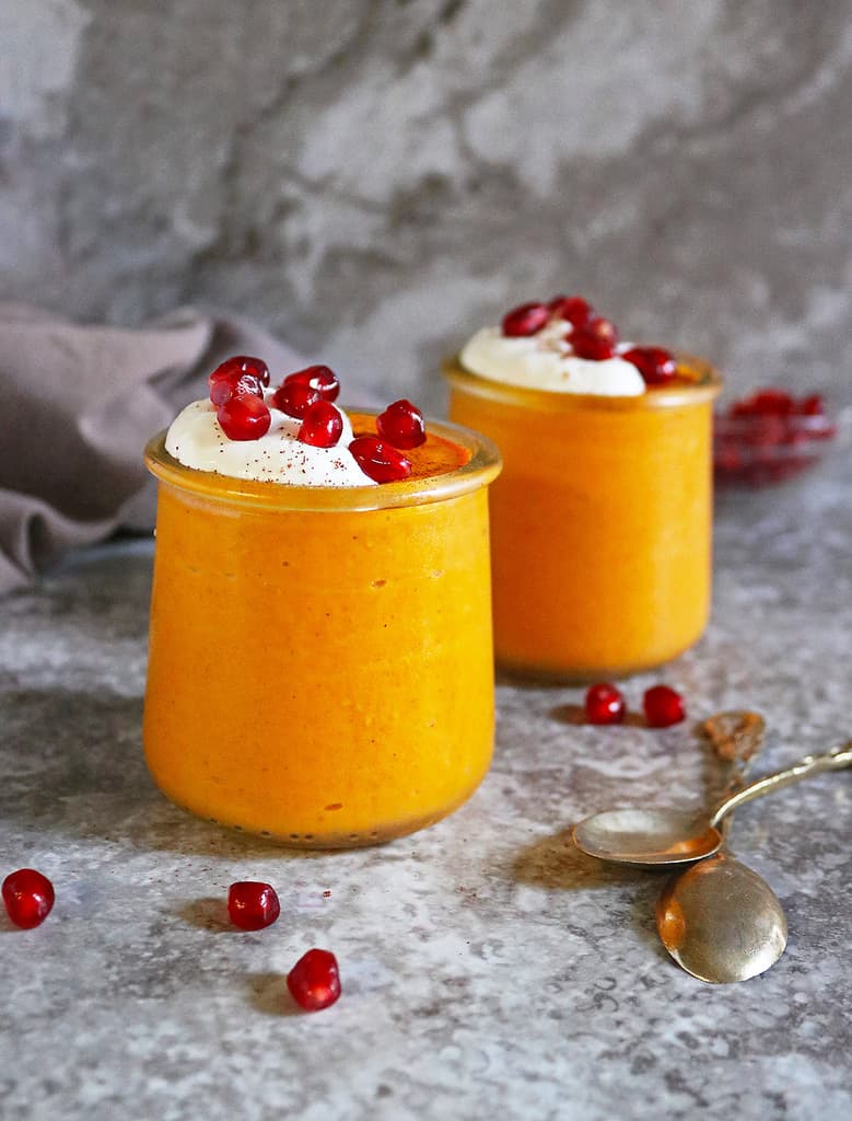 Two individual servings of delicious easy vegan squash pudding