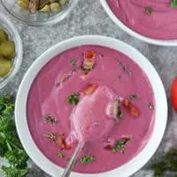Vegan purple sweet potato soup