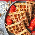 Made with only 8 main ingredients, these gluten-free easy oatmeal nut waffles are a tasty and healthy way to kick-start your weekend!