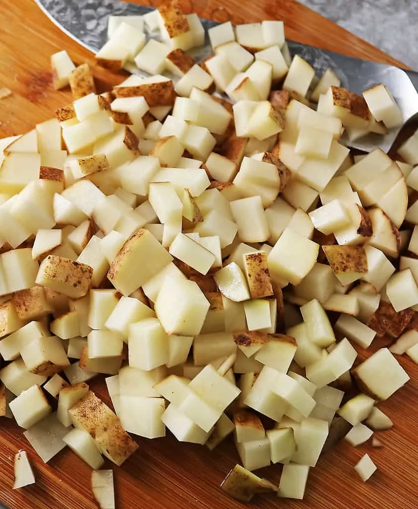 Cutting potatoes extra small to cook quickly