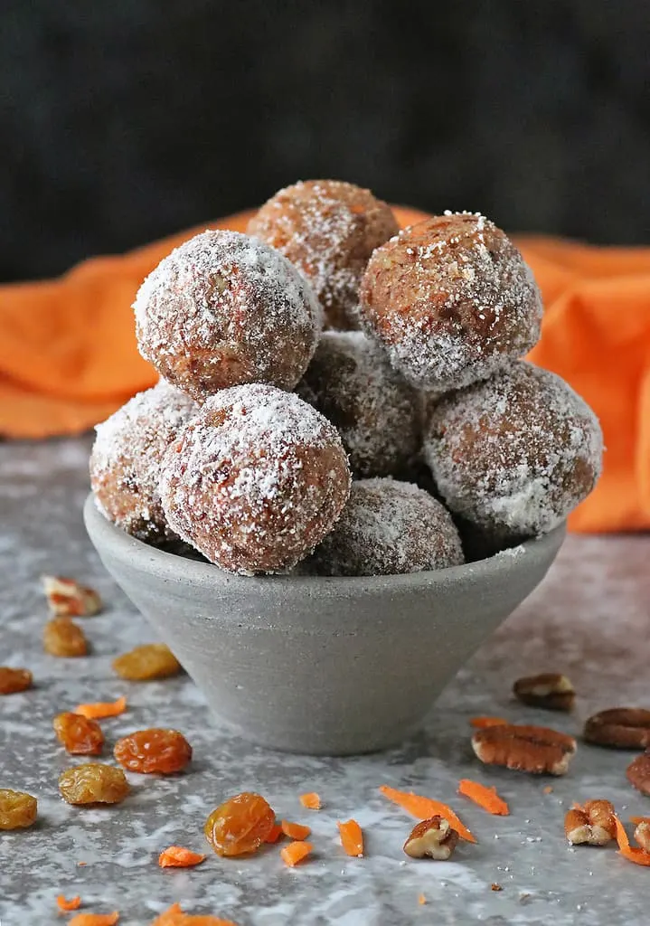 Easy No bake Gluten free vegan carrot pecan balls