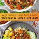 This aromatic Easy Black Bean Golden Beet Sauté is a tasty side dish that is ever so slightly sweet and spicy.