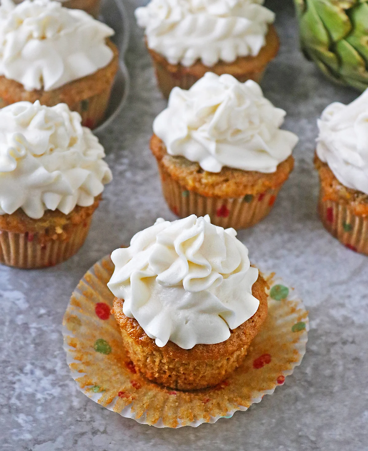 Batch of artichoke cupcakes