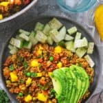 This Mango Quinoa is an easy recipe made with a bunch of veggies and a handful of spices.