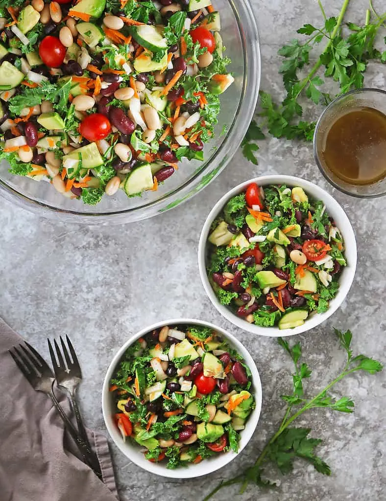 Three bean chopped salad with balsamic vinaigrette