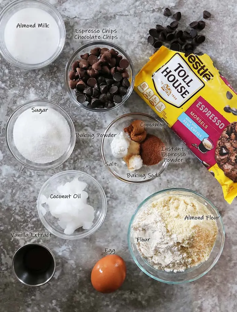 14 Ingredients to make espresso chip muffin tops