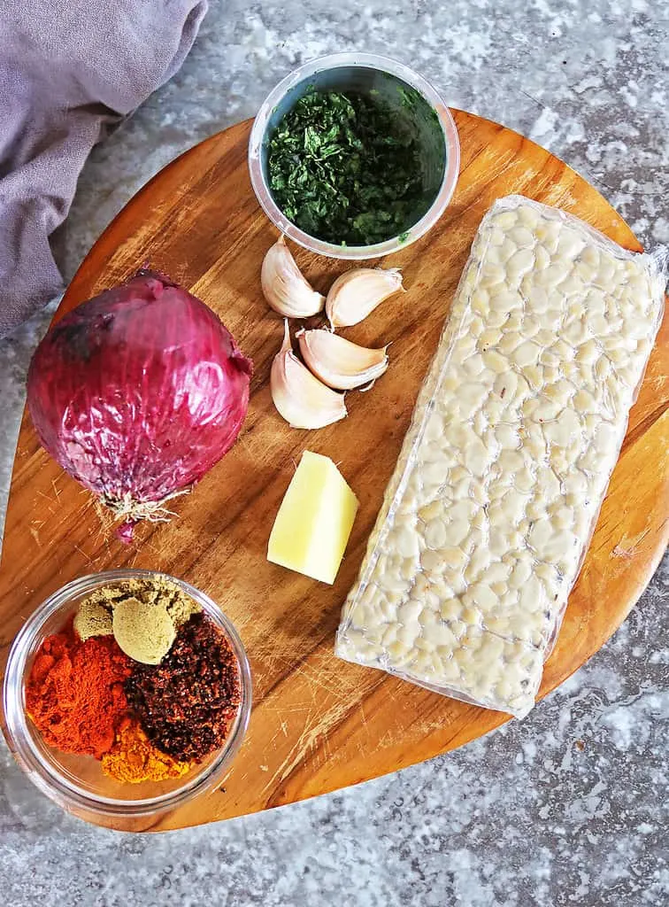 Ingredients to make harissa tempeh