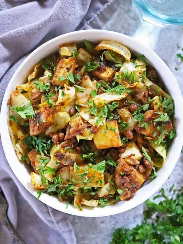Healthy Cabbage Fry Recipe with Potatoes and Canned Lentils Savory Spin