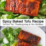 Lightly crispy, these Spicy Baked Tofu medallions are made with just 6 ingredients and are perfect to serve up as a holiday entrée or everyday side dish.