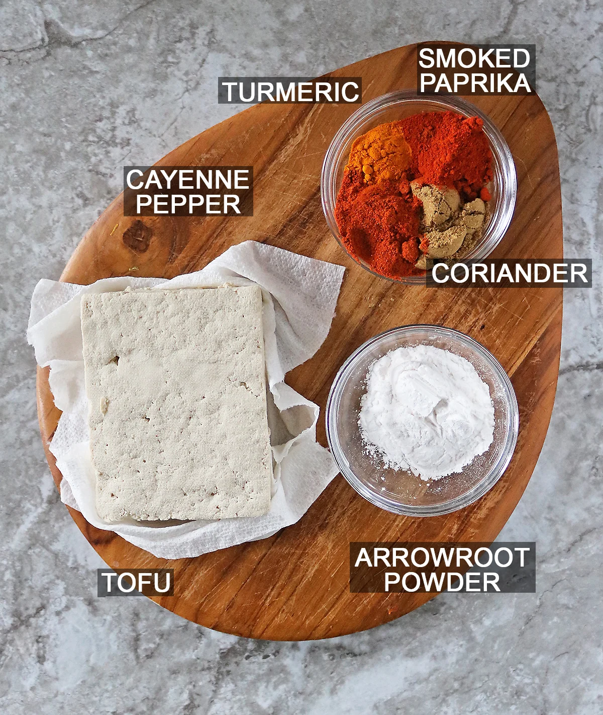 Ingredients to make spicy baked tofu