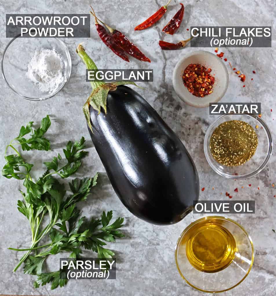 Ingredients to make za'atar eggplant