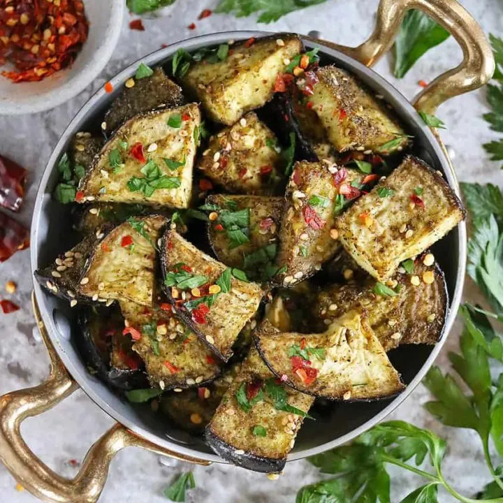 Vegetarian za'atar eggplant side dish