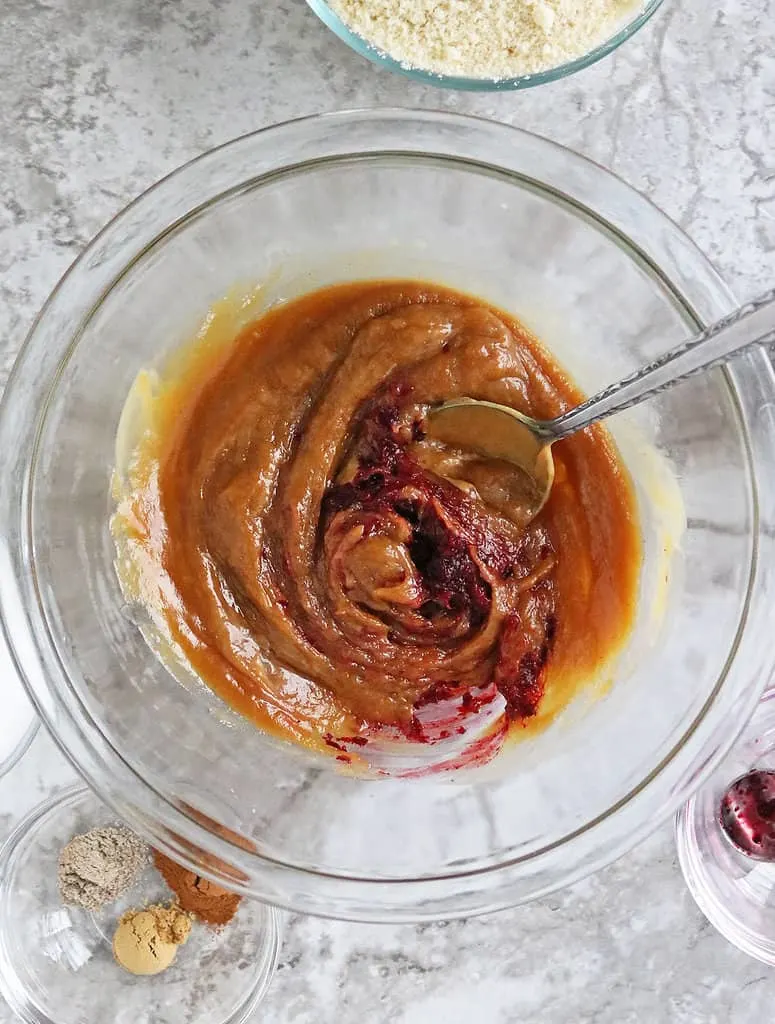 Mixing wet ingredients before adding in dry ingredients