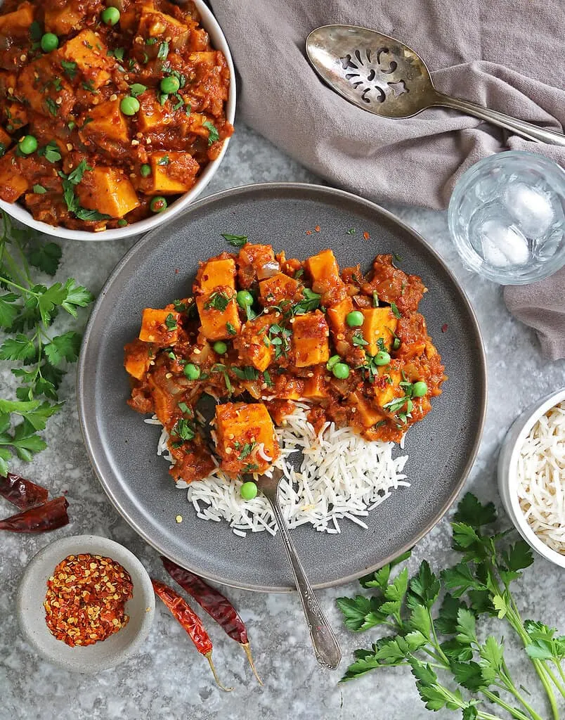 Sweet potato curry is so perfect with rice or naan