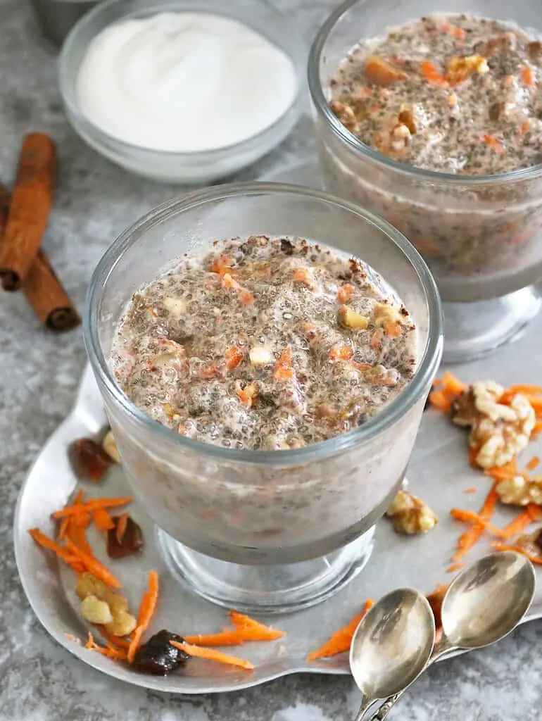Healthy easy carrot cake chia pudding