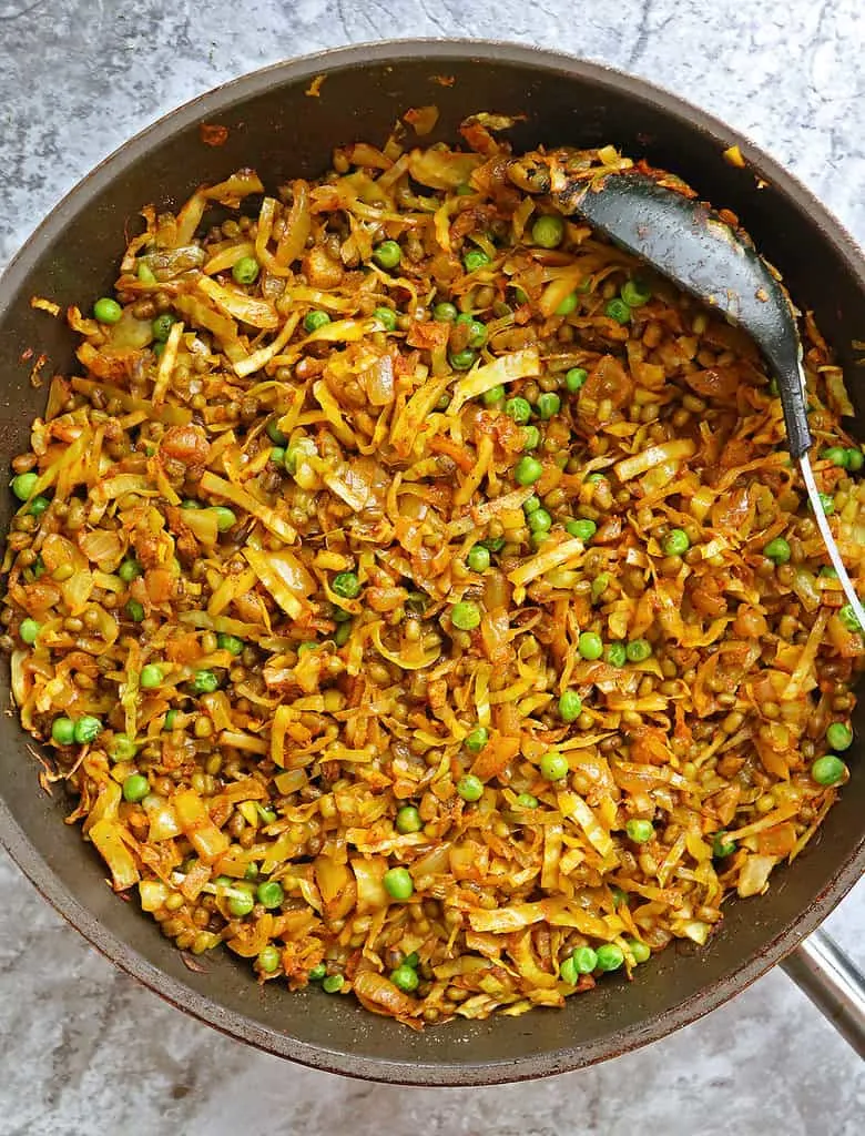 Cabbage fry with mung beans