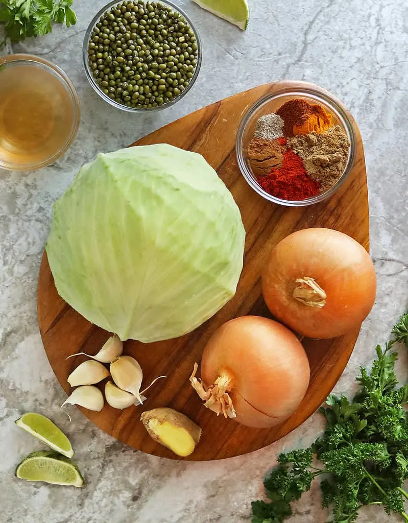 Ingredients for mung bean carrot skillet