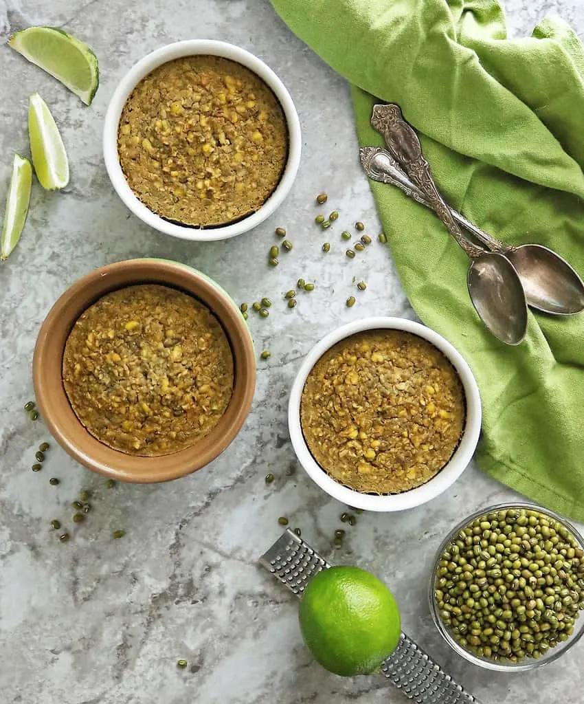 Just out of the oven - Moong Bean Oatmeal Breakfast Bake