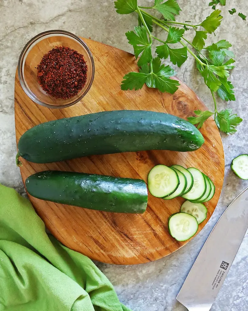 Ingredients to make pan-fried cucumbers