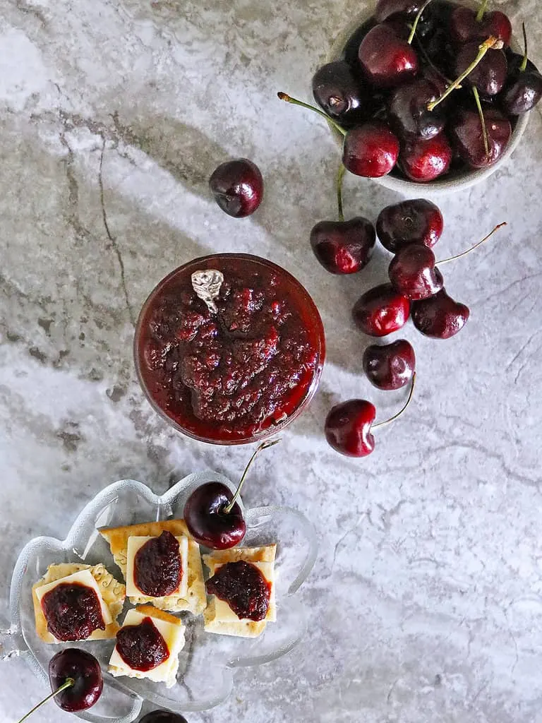 The Best Cherry chutney with crackers and cheese