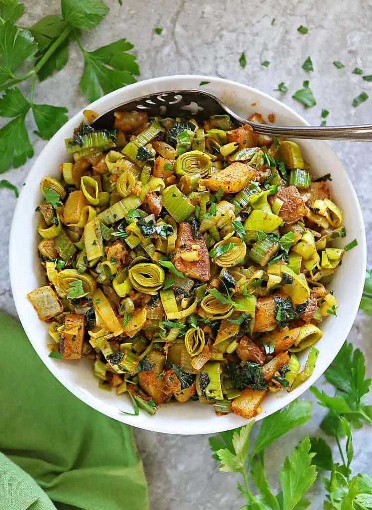 Easy delicious one-pan leek potato meal