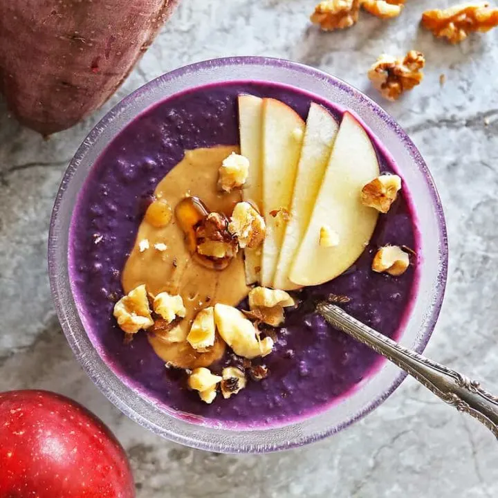 Easy Purple Sweet Potato Porridge for breakfast.