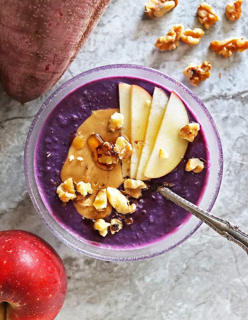 Easy Purple Sweet Potato Porridge for breakfast.